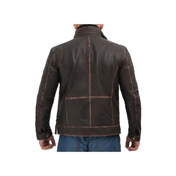 Men's Vintage Moto Genuine Leather Jacket - Image 3