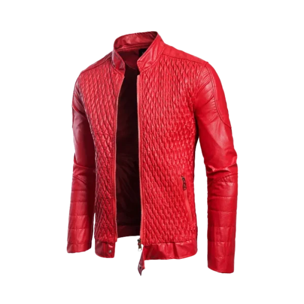 Men's Diamond Quilted Original Leather Jacket - Image 5
