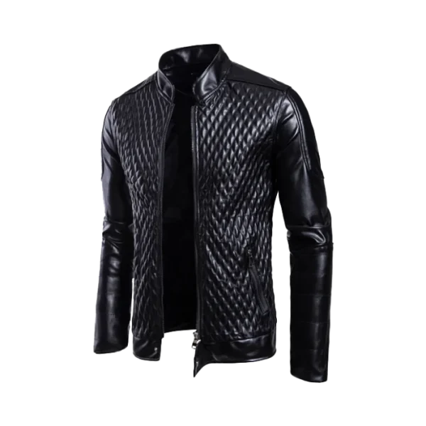 Men's Diamond Quilted Original Leather Jacket - Image 2