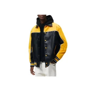 Polo Varsity Yellow Leather Bomber Jacket