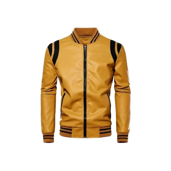 Letterman Varsity Leather Bomber Jacket - Image 7