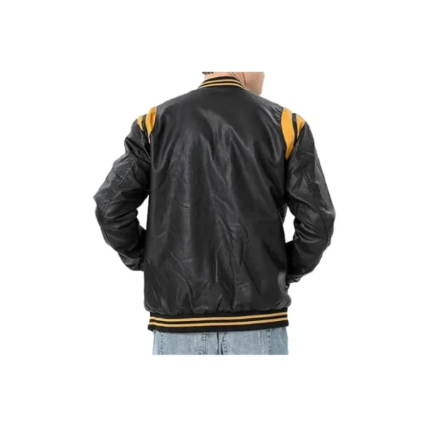 Letterman Varsity Leather Bomber Jacket - Image 6