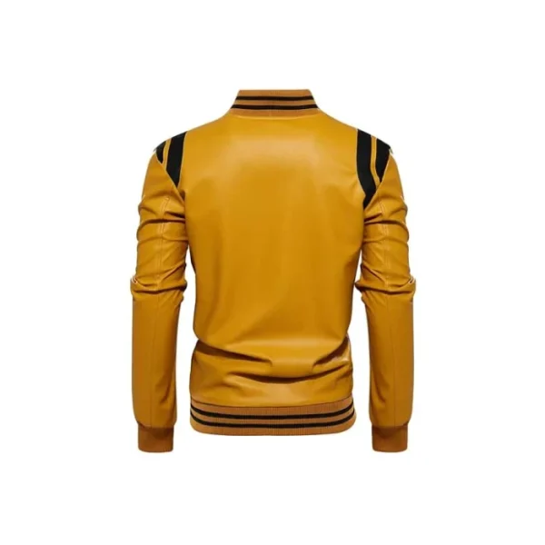 Letterman Varsity Leather Bomber Jacket - Image 9