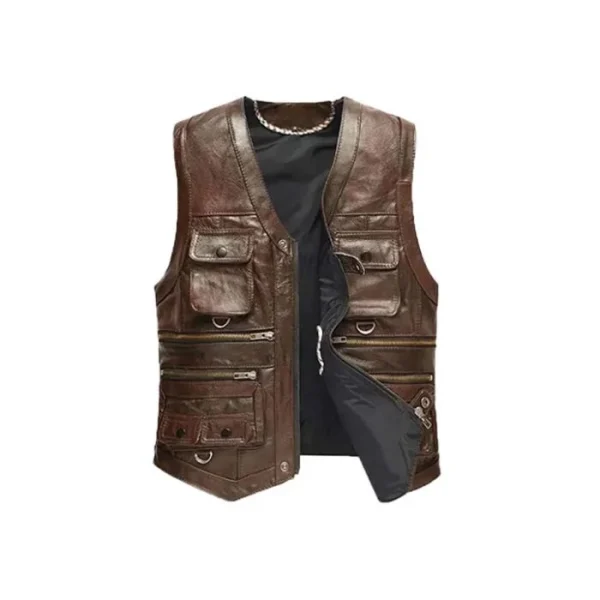 Men's Vintage Commando Leather Vest - Image 3