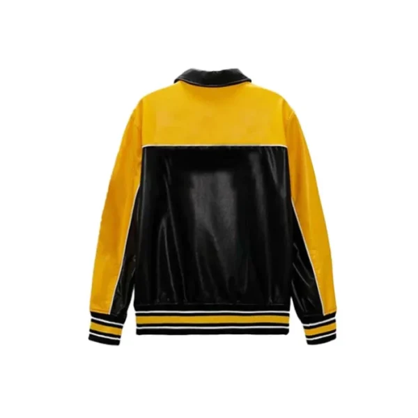 Polo Varsity Yellow Leather Bomber Jacket - Image 4