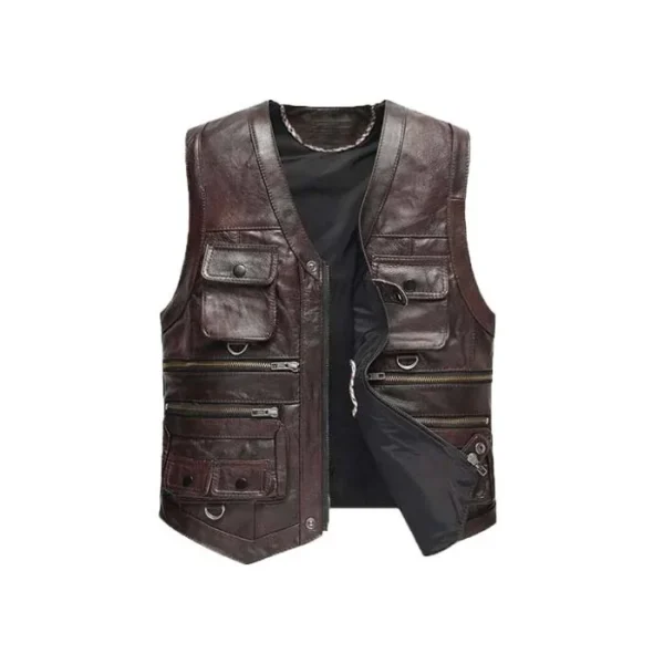 Men's Vintage Commando Leather Vest - Image 4