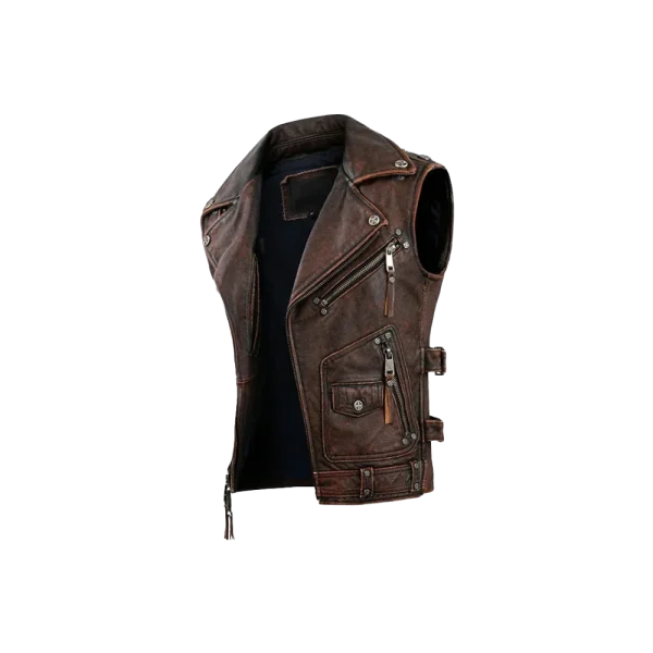 Men's Vintage Full Zip Original Moto Vest - Image 4