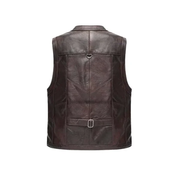 Men's Vintage Commando Leather Vest - Image 5