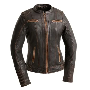 Women's Moto Biker Black Leather Jacket