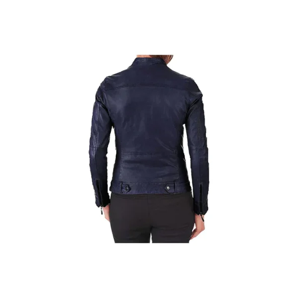 Women's Stylish Genuine Moto Jacket - Image 2