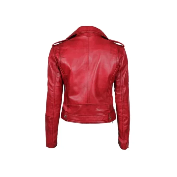 Women's Asymmetrical Original Leather Biker Jacket - Image 2
