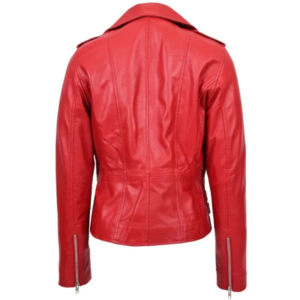 Women's Asymmetrical Front Zip Fitted Moto Jacket - Image 4