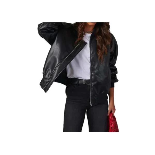 Ember Leather Bomber Jacket - Image 3