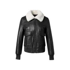 Radiance Leather Bomber Jacket