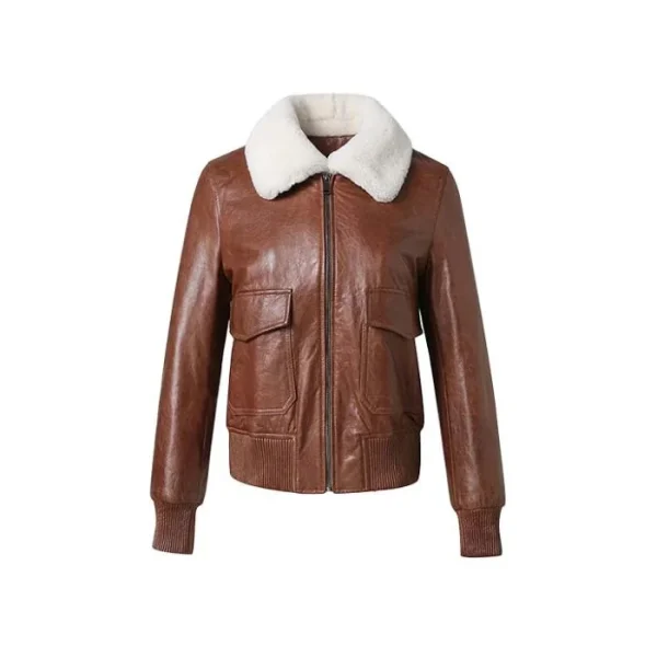 Radiance Leather Bomber Jacket - Image 3