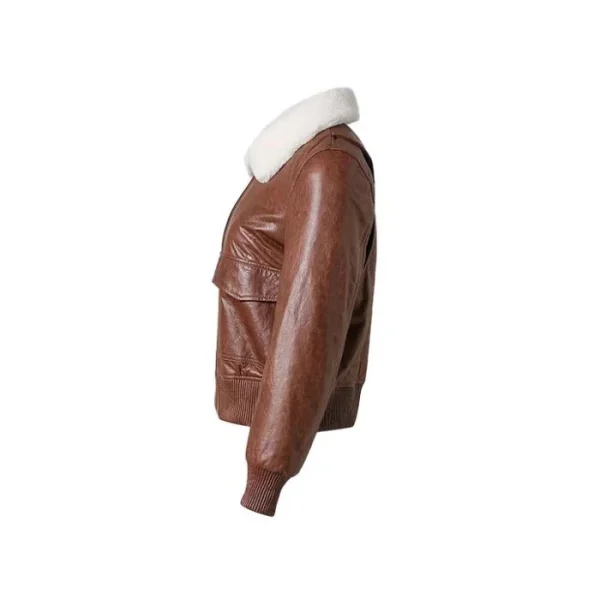 Radiance Leather Bomber Jacket - Image 5