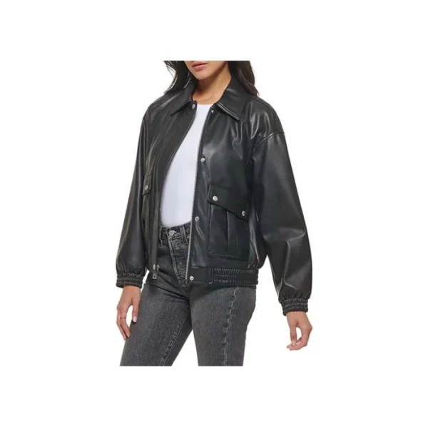 Posh Leather Bomber Jacket - Image 2