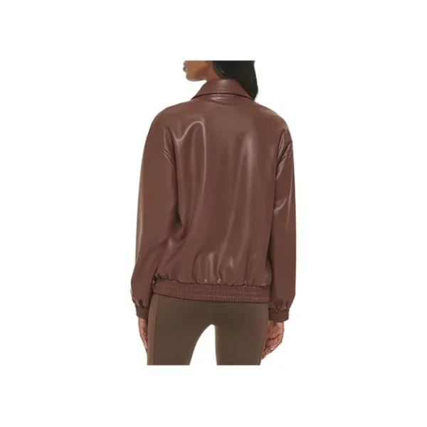 Posh Leather Bomber Jacket - Image 5