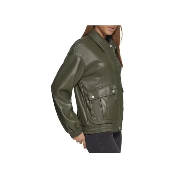 Posh Leather Bomber Jacket - Image 11