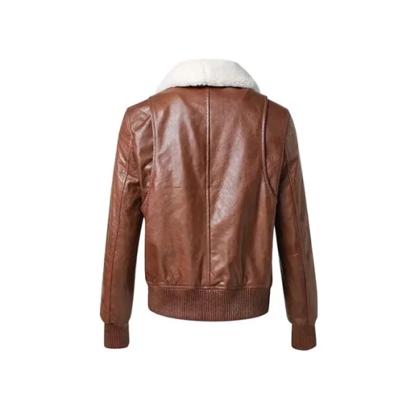 Radiance Leather Bomber Jacket - Image 4