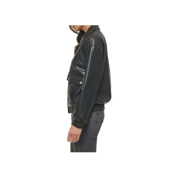 Posh Leather Bomber Jacket - Image 3