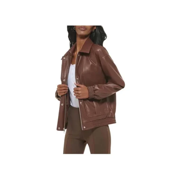 Posh Leather Bomber Jacket - Image 6