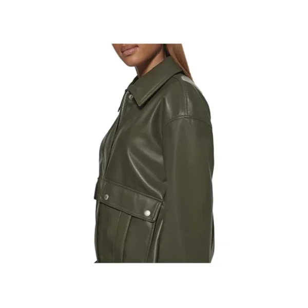 Posh Leather Bomber Jacket - Image 10