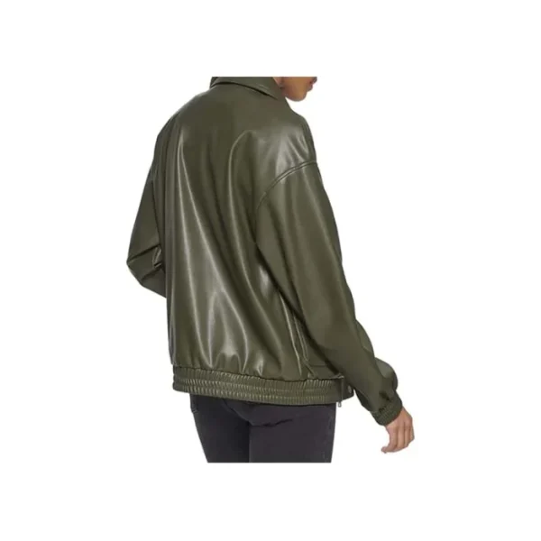Posh Leather Bomber Jacket - Image 9
