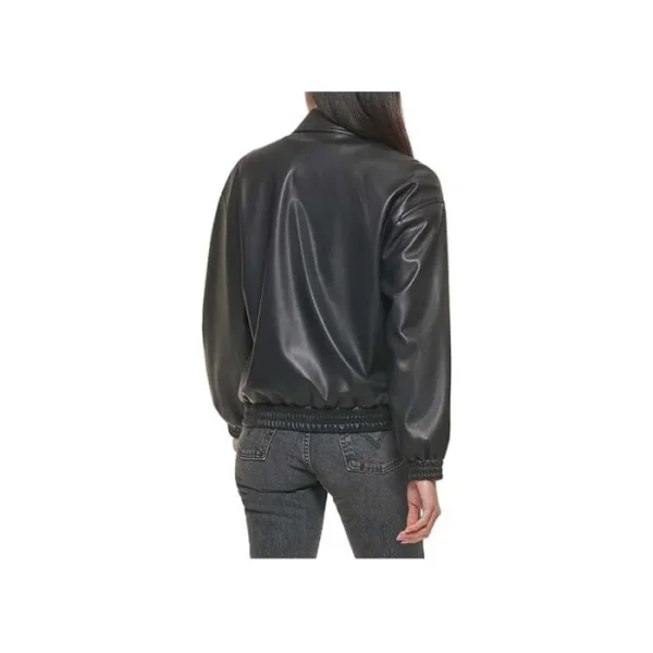 Posh Leather Bomber Jacket - Image 4
