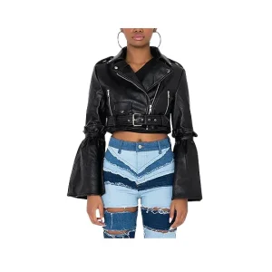 Women's Stylish Genuine Leather Cropped Jacket