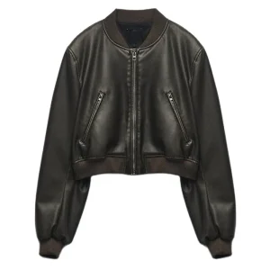 Echo Black Leather Bomber Jacket