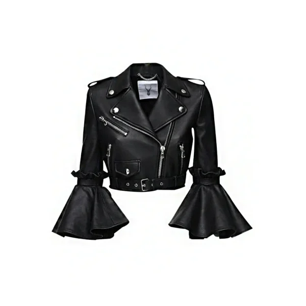 Women's Stylish Genuine Leather Cropped Jacket - Image 3