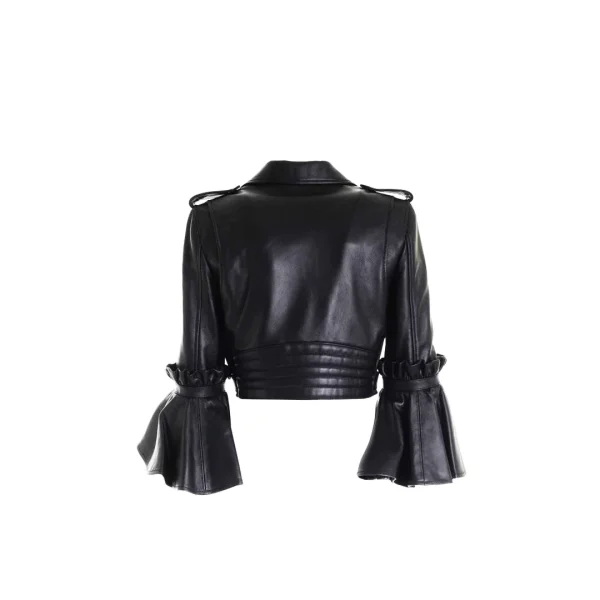 Women's Stylish Genuine Leather Cropped Jacket - Image 4