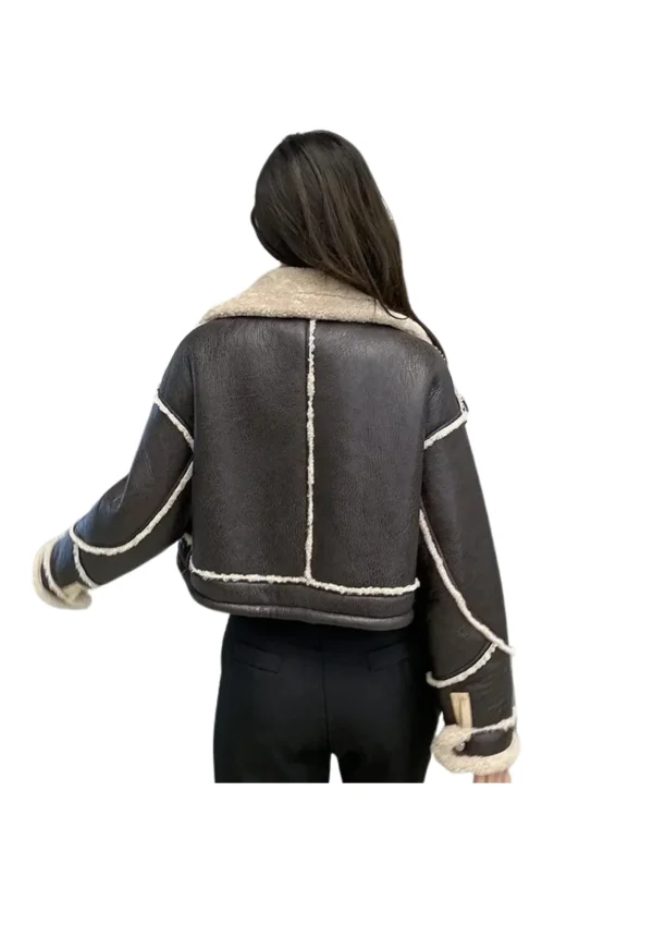Women's Blue Original Fur Cropped Jacket - Image 2