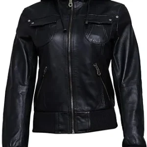 Nexus Black Leather Bomber Jacket