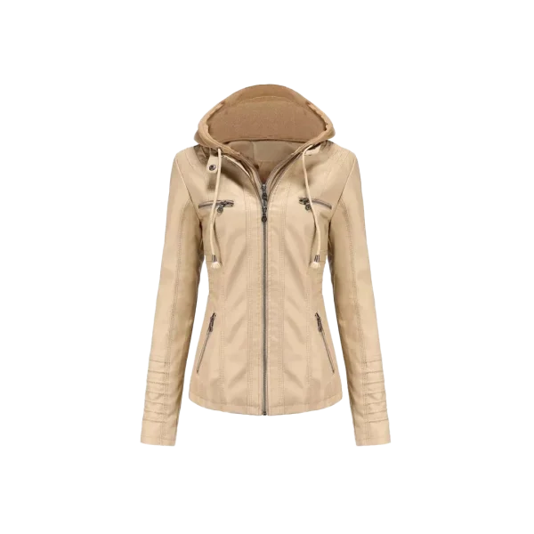Women Winter Original Leather Biker Jacket - Image 10