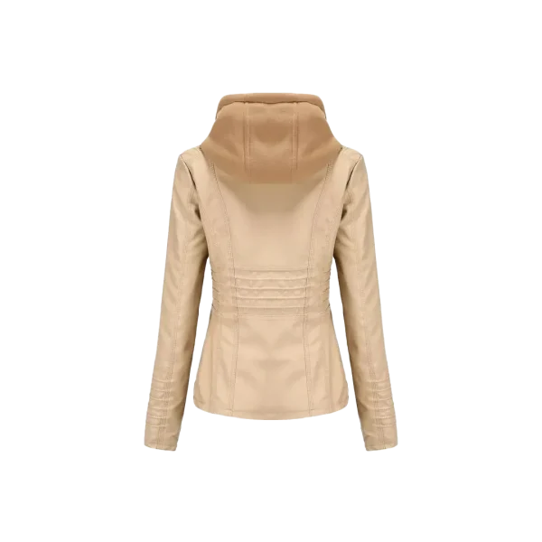 Women Winter Original Leather Biker Jacket - Image 12