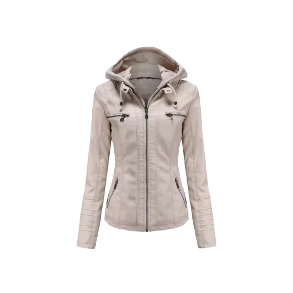 Women Winter Original Leather Biker Jacket - Image 13