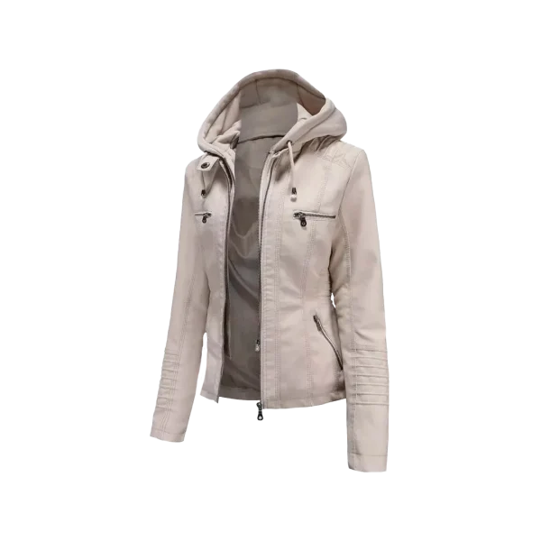 Women Winter Original Leather Biker Jacket - Image 14
