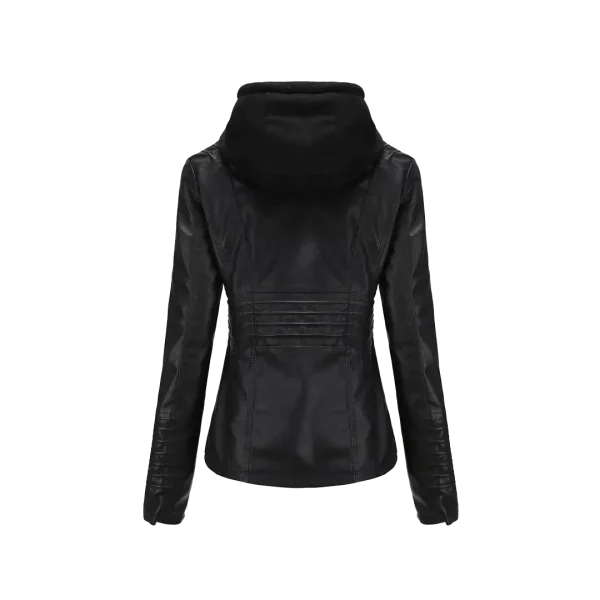 Women Winter Original Leather Biker Jacket - Image 3