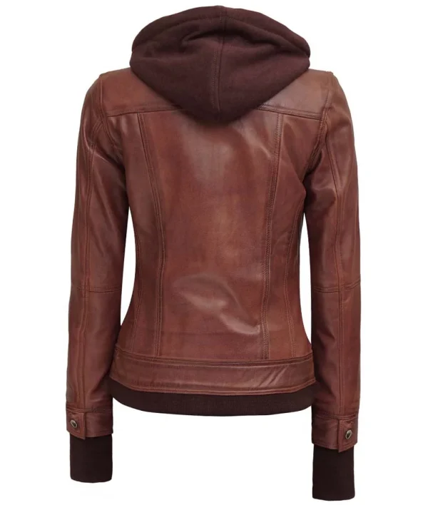 Mystique Brown Leather Bomber Jacket - Image 4