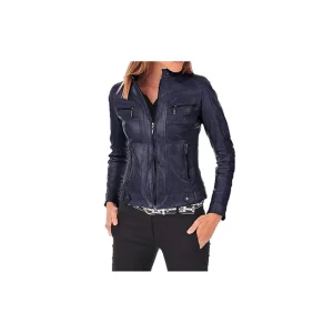 Women's Stylish Genuine Moto Jacket